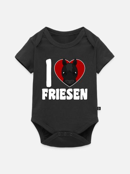 Ich liebe Friesen - Pferdeherz - Baby Premium Kurzarmbody - Schwarz