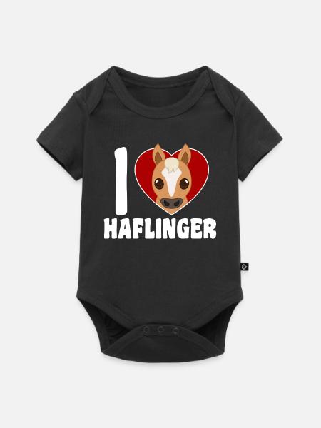 Ich liebe Haflinger - Herz - Baby Premium Kurzarmbody - Schwarz