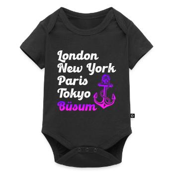 Büsumer LONDRES NEW YORK PARIS TOKYO BÜSUM - Body à manches courtes Premium Bébé - noir - Devant