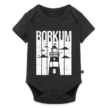 Borkumer Insel BORKUM Nordsee Urlaub Lustig - Baby Premium Kurzarmbody - Schwarz - Vorne