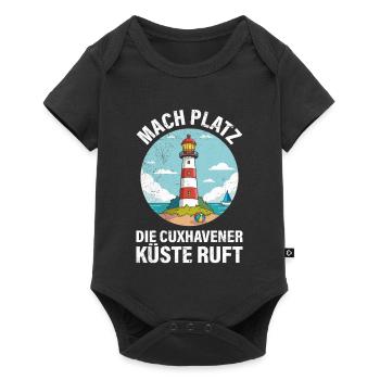 Nordsee Urlaub MACH PLATZ CUXHAVENER KÜSTE RUFT - Baby Premium Kurzarmbody - Schwarz - Vorne
