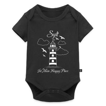 Nordsee Urlaub SYLT IST MEIN HAPPY PLACE Lustig - Baby Premium Kurzarmbody - Schwarz - Vorne