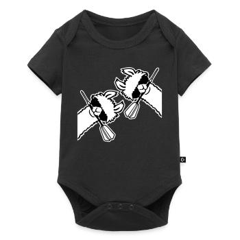 Zwei Coole Lamas Sonnenbrille Dartpfeil Maul Team - Baby Premium Kurzarmbody - Schwarz - Vorne