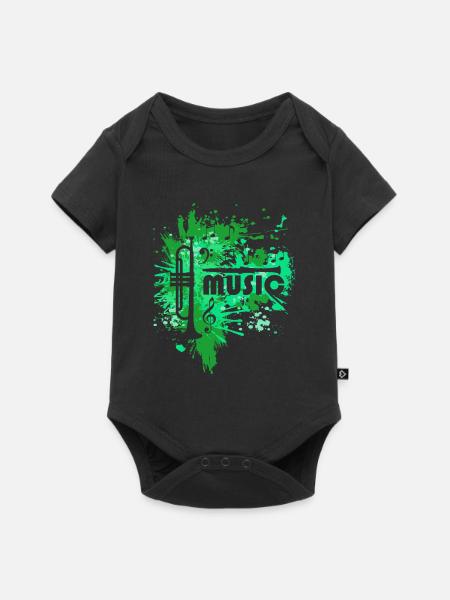 Grünes Trompete Splatter Musik - Baby Premium Kurzarmbody - Schwarz
