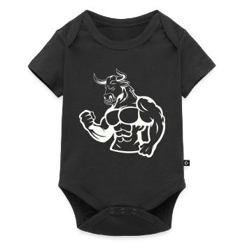 Power bull muscle hero - Baby Premium short-sleeve bodysuit - black - Front