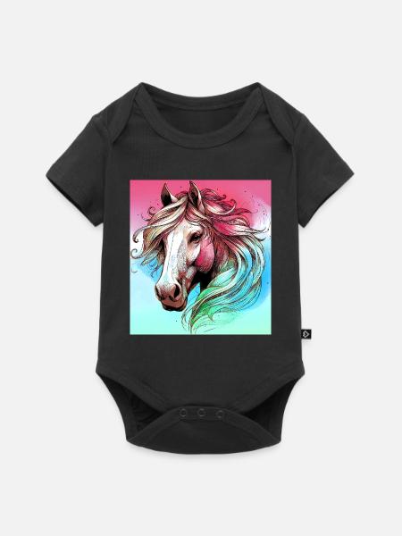 Pferd - Baby Premium Kurzarmbody - Schwarz
