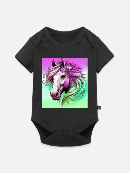 Pferd - Baby Premium Kurzarmbody - Schwarz