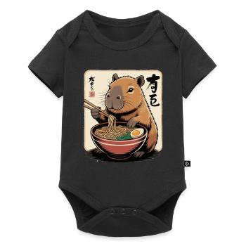 Capybara Ramen Art with Chopsticks - Baby Premium short-sleeve bodysuit - black - Front