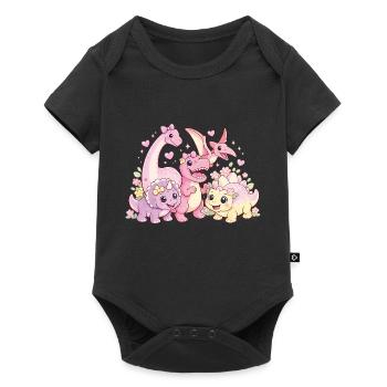 Cute Girl Dino Troop - Baby Premium short-sleeve bodysuit - black - Front