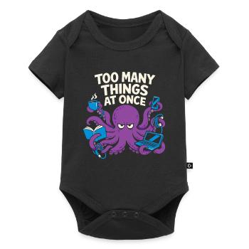 Funny Octopus Overstimulated - Baby Premium short-sleeve bodysuit - black - Front