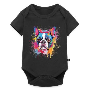 Color Splash Boston Terrier Portrait - Baby Premium short-sleeve bodysuit - black - Front
