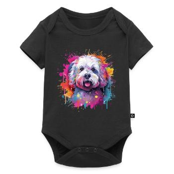 Colorful Bichon Fris Splash Art Dog - Baby Premium short-sleeve bodysuit - black - Front