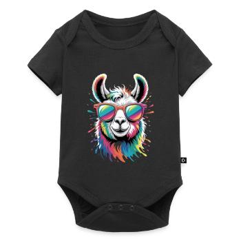 Colorful Llama Watercolor Splash - Baby Premium short-sleeve bodysuit - black - Front