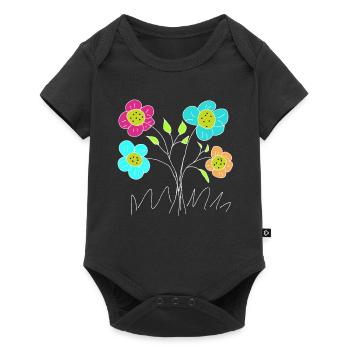Colorful flowers sketch in the garden - Baby Premium short-sleeve bodysuit - black - Front