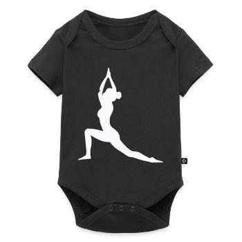 Posture de yoga Silhouette Équilibre de la force - Body à manches courtes Premium Bébé - noir - Devant