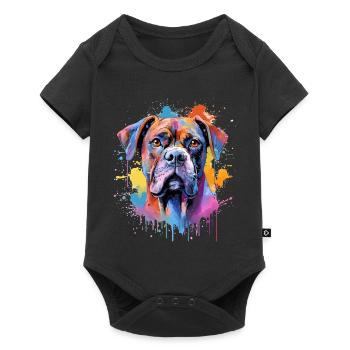 Colorful Splash Art Boxer Dog - Baby Premium short-sleeve bodysuit - black - Front
