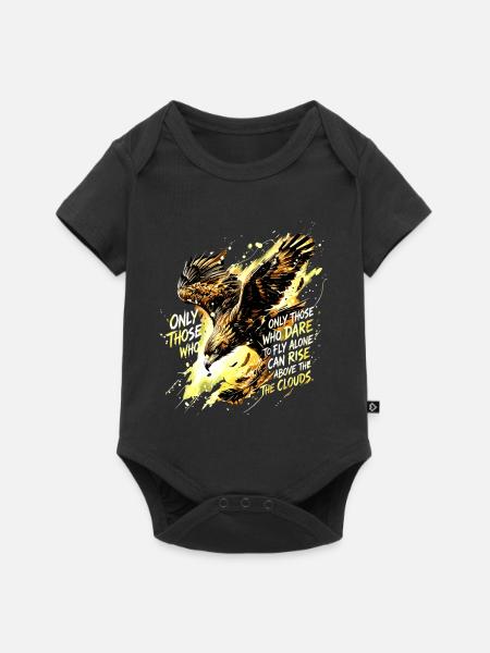 Fly Alone Eagle Quote Art - Baby Premium Kurzarmbody - Schwarz