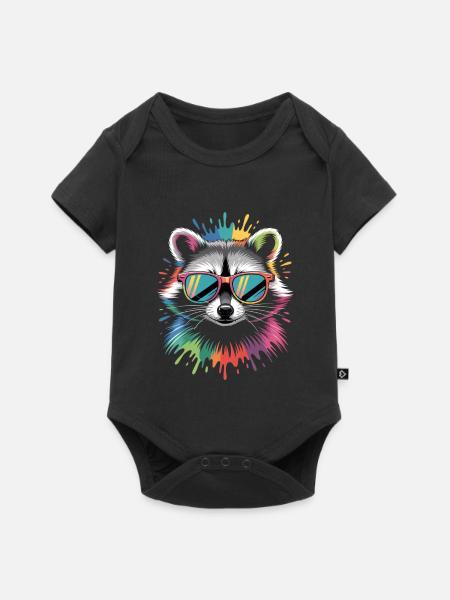 Waschbär Farbexplosion - Baby Premium Kurzarmbody - Schwarz