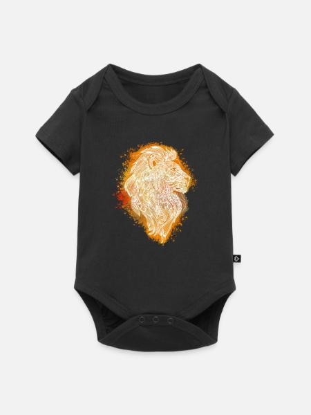 Zentangle-Löwe - Baby Premium Kurzarmbody - Schwarz