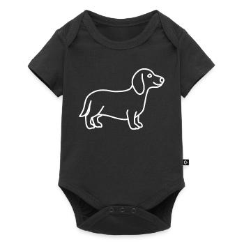 Dackel weiß - Baby Premium Kurzarmbody - Schwarz - Vorne