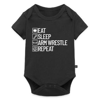 Manger, dormir, faire du bras de fer, répéter, bras de fer - Body à manches courtes Premium Bébé - noir - Devant