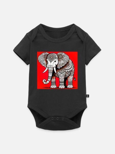 Elefant - Baby Premium Kurzarmbody - Schwarz