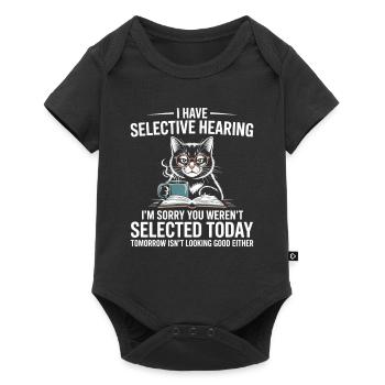 Cat reader with humor: Selective hearing - Baby Premium short-sleeve bodysuit - black - Front