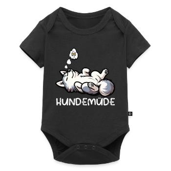 Hundemüde Husky Huskys Huskybesitzer Huskyhalter  - Baby Premium Kurzarmbody - Schwarz - Vorne