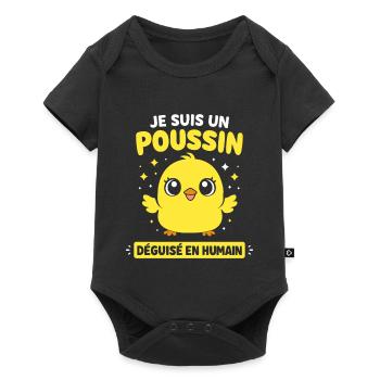 Poussin déguisé en humain - Body à manches courtes Premium Bébé - noir - Devant