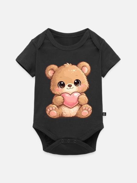 Kuschelbär Herzliebe - Baby Premium Kurzarmbody - Schwarz