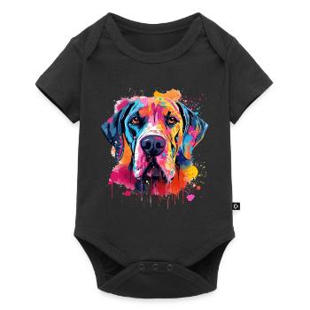 Colorful Splash Art Great Dane Dog - Baby Premium short-sleeve bodysuit - black - Front