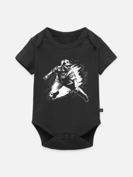 Baseballer Zeichnung - Baby Premium Kurzarmbody - Schwarz