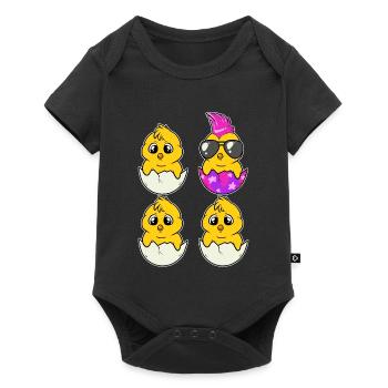 Cooles Punk Küken Sei Anders Lustiges Ostern Motiv - Baby Premium Kurzarmbody - Schwarz - Vorne