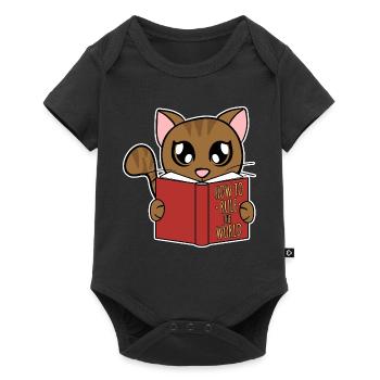 Cute Cat Reads How to Rule the World - Baby Premium short-sleeve bodysuit - black - Front