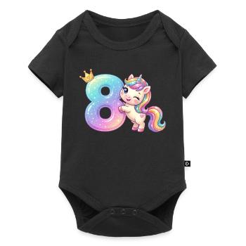 J’ai 8 ans d’anniversaire de la Fille Licorne Kawaii - Body à manches courtes Premium Bébé - noir - Devant