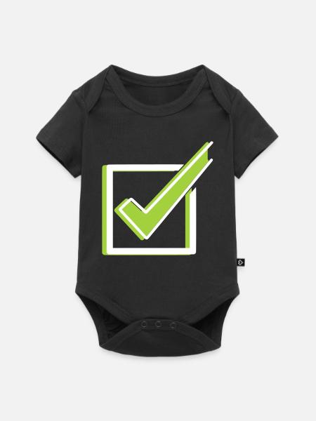 Häkchen Box Check 3D Outline - Baby Premium Kurzarmbody - Schwarz