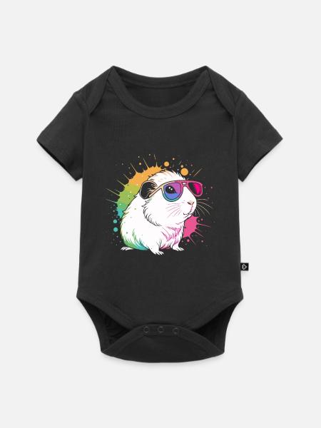 Hamster Pop Art Bunte Brille - Baby Premium Kurzarmbody - Schwarz
