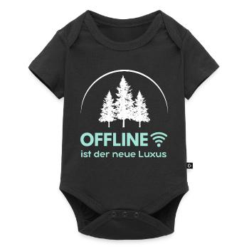 Offline ist der neue Luxus - Minimalistisches Intr - Baby Premium Kurzarmbody - Schwarz - Vorne