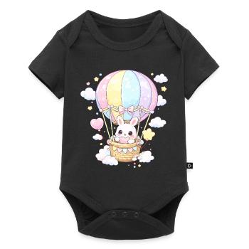Ballon de lapin pastel dans le ciel - Body à manches courtes Premium Bébé - noir - Devant