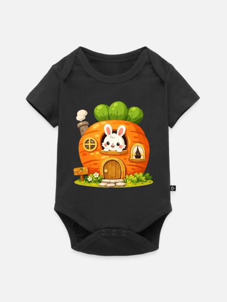 Karottenhaus mit Häschen - Baby Premium Kurzarmbody - Schwarz