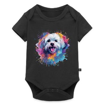 Colorful Maltese Splash Art Dog - Baby Premium short-sleeve bodysuit - black - Front