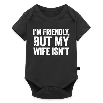 Je suis gentil, ma femme ne l’est pas – design drôle - Body à manches courtes Premium Bébé - noir - Devant
