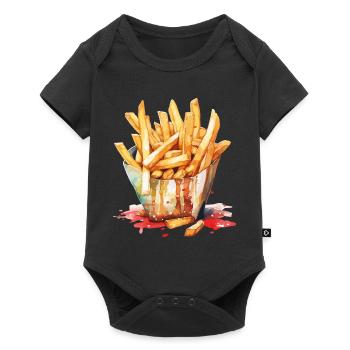 French Fries Watercolor Art Print - Baby Premium short-sleeve bodysuit - black - Front