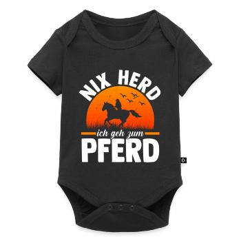 Reiten Pferdeliebhaber Reiterhof Pferde - Baby Premium Kurzarmbody - Schwarz - Vorne