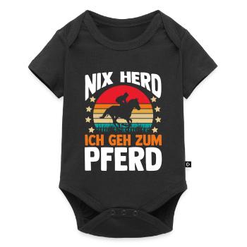 Reiten Pferdeliebhaber Reiterhof Pferde - Baby Premium Kurzarmbody - Schwarz - Vorne