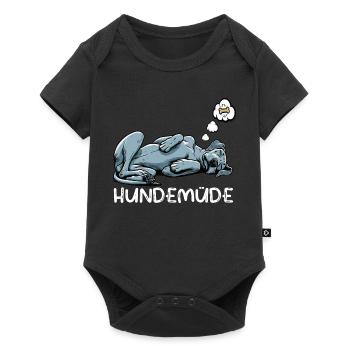 Hundemüde Deutsche Dogge Doggen Doggenbesitzer  - Baby Premium Kurzarmbody - Schwarz - Vorne