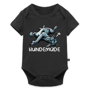 Hundemüde Deutsche Dogge Doggen Doggenbesitzer  - Baby Premium Kurzarmbody - Schwarz - Vorne