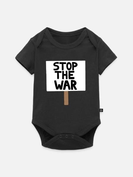 Stopp das Kriegsprotest-Schild - Baby Premium Kurzarmbody - Schwarz