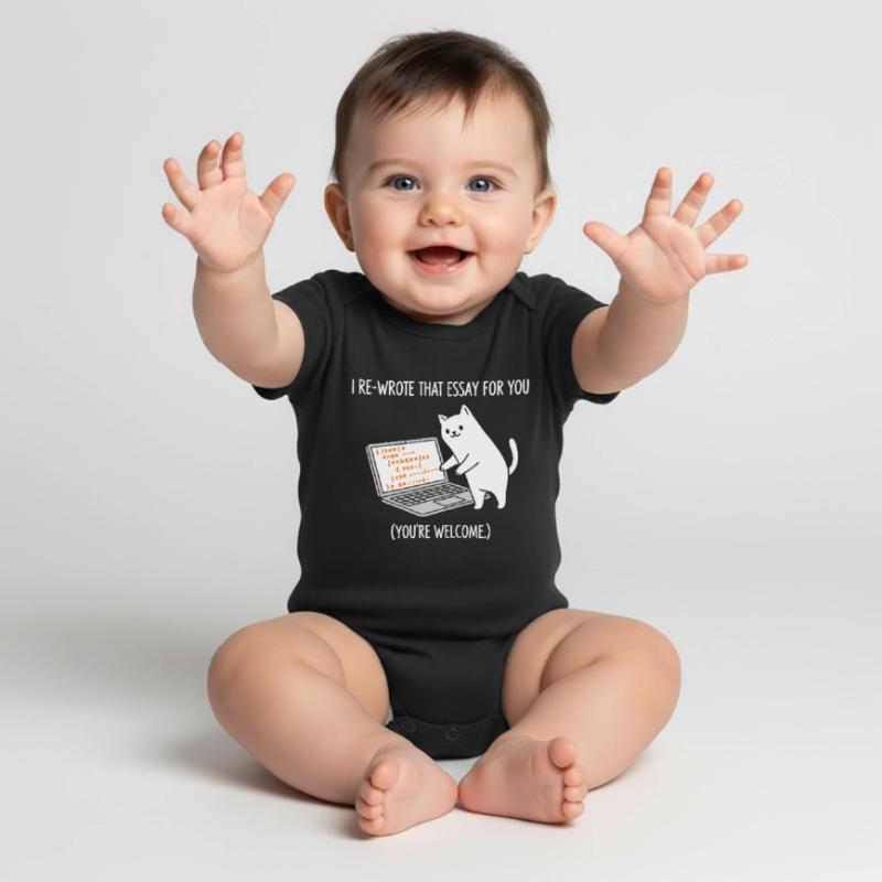 Code cat explains tasks Baby Premium short-sleeve bodysuit