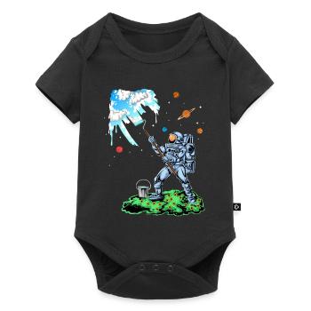 Astronaute peignant la chemise spatiale - Body à manches courtes Premium Bébé - noir - Devant